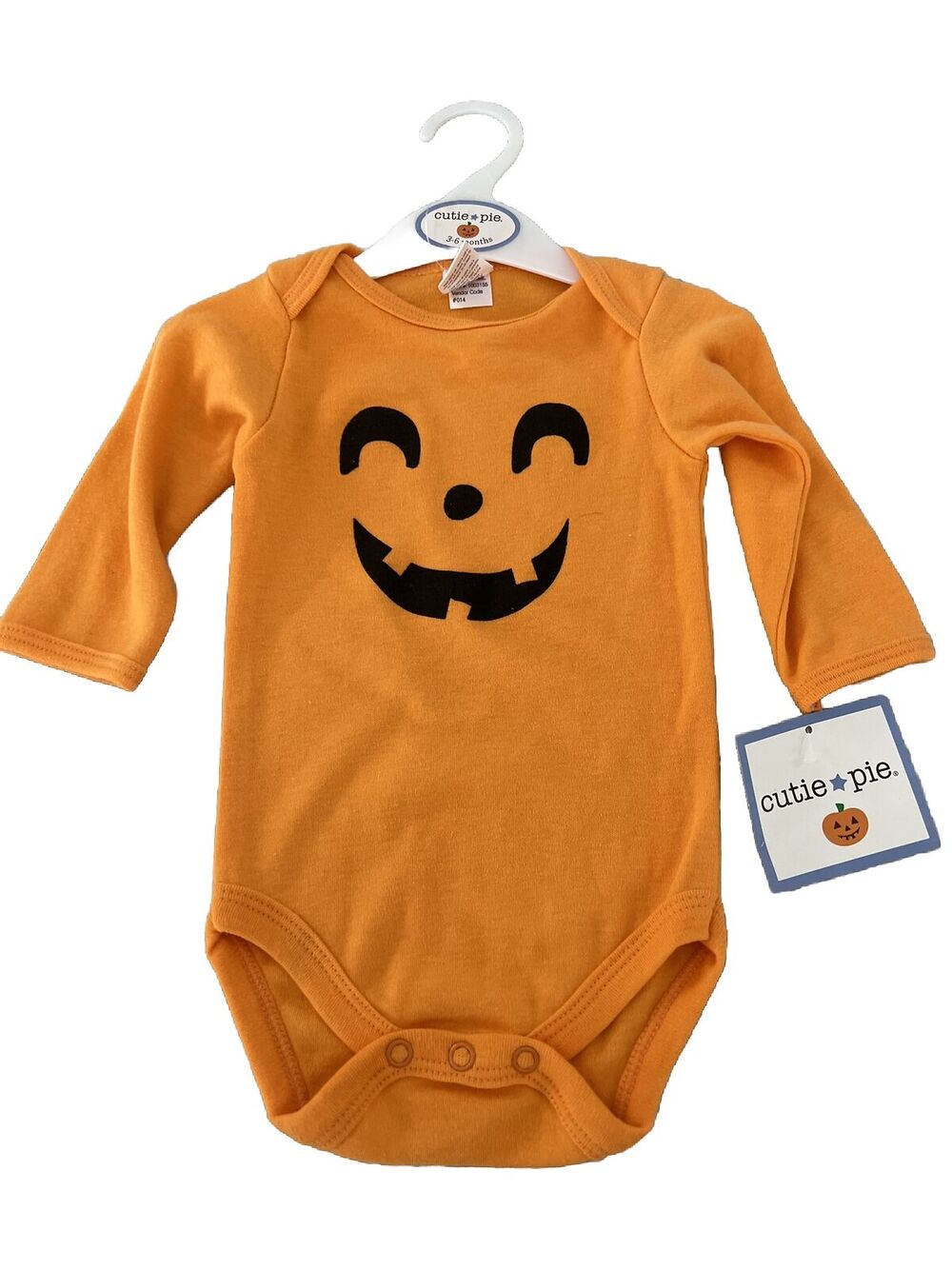 Cutie pie 3-6 Month Pumpkin Halloween Bodysuit Long Sleeves Snap Crotch